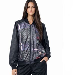 Adidas Unisex VINTAGE Multicolor Graphic Bomber Windbreaker Jacket w/ Pockets XL